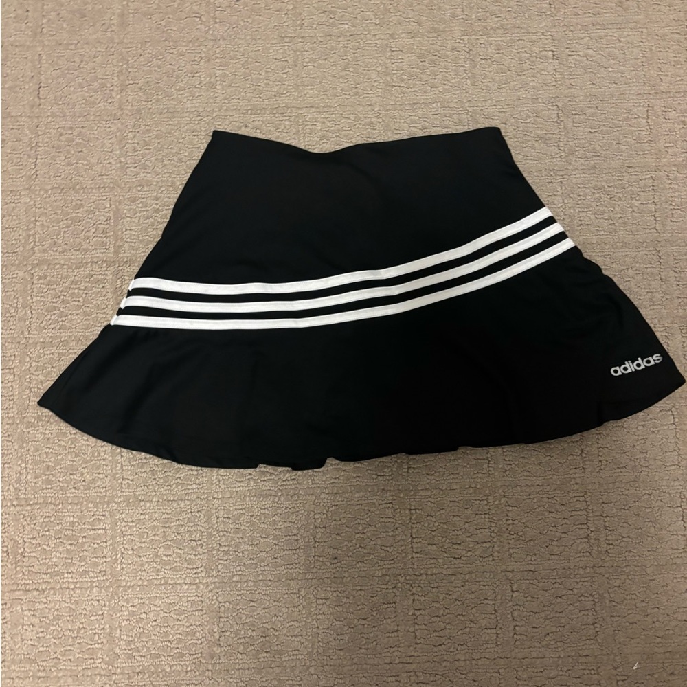 Adidas Girl's Black Golf Skirt with White Stripes